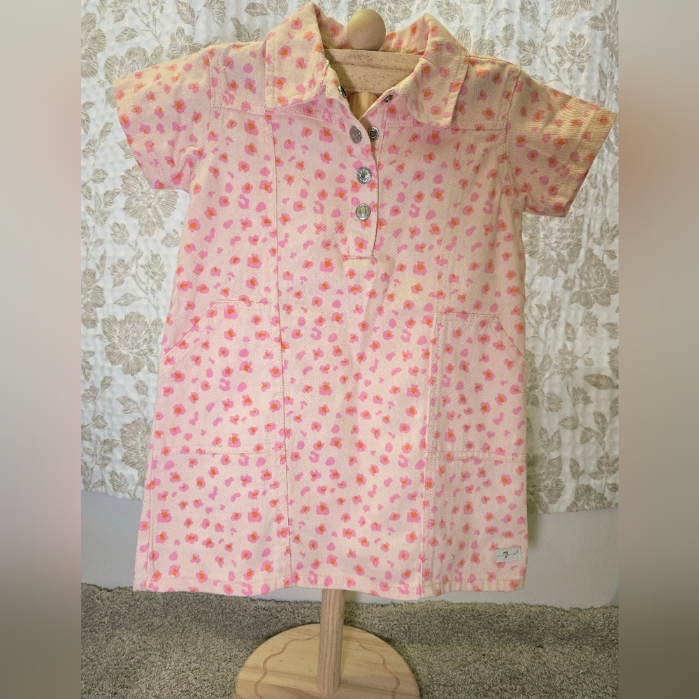 7 For All Mankind Pink and Coral Leopard Polo Dress